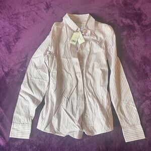 Banana Republic Fitted Pink and White Striped Button-Down Shirt size 2